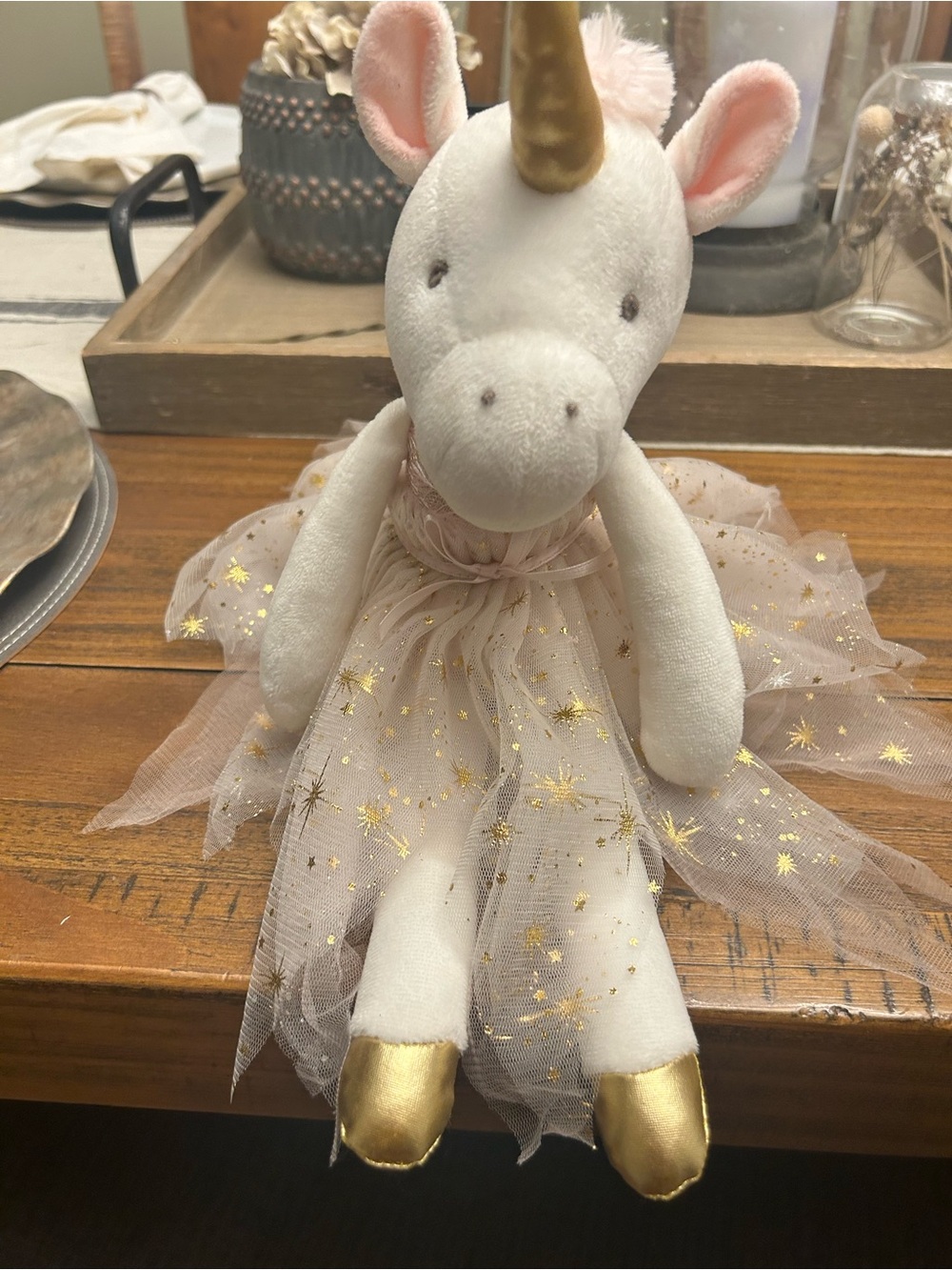 Stephen Joseph Pink & Gold Ballerina Unicorn Plush